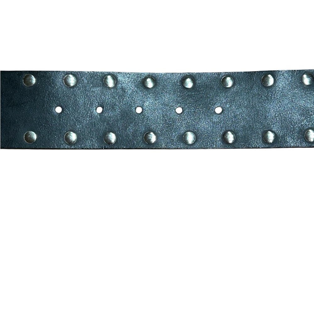 Calvin Klein Studded Genuine Leather Belt Size L | Silver Medallion Buckle - Picture 4 of 5